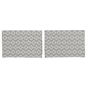 Housse D'oreillers Fleur blanche sur arrière - plan gris motif répéti