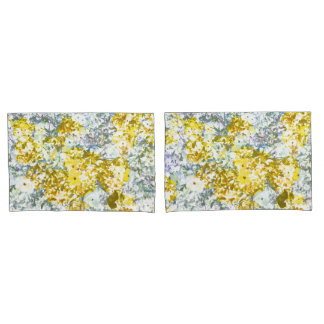 Housse D'oreillers Fleur couleur gris-jaune design motif