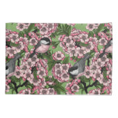 Housse D'oreillers Fleur de cerisiers et poulets verts (Dos)