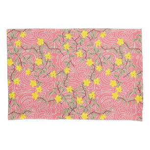 Housse D'oreillers Fleur de jasmin jaune sur le corail rose