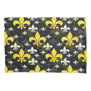 Housse D'oreillers Fleur De Lis Blanche Jaune 