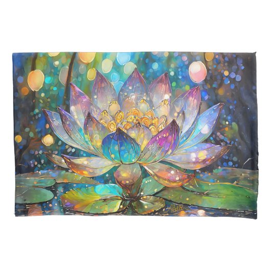 Housse D'oreillers Fleur de lotus illuminée en fleurs (devant)
