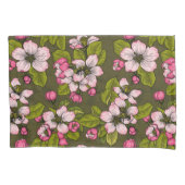 Housse D'oreillers Fleur de pomme sur vert foncé (devant-gauche)