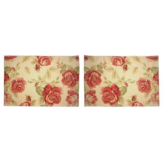 Housse D'oreillers Fleur de rose rouge antique (Dos-Set)
