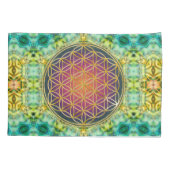 Housse D'oreillers Fleur de vie - or - fractale 2 (Dos)