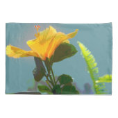 Housse D'oreillers Fleur d'Hibiscus Jaune Orange (Dos-gauche)