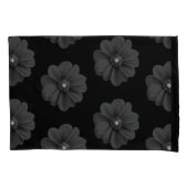 Housse D'oreillers "Fleur illustrée en Motif gris-noir" (devant)