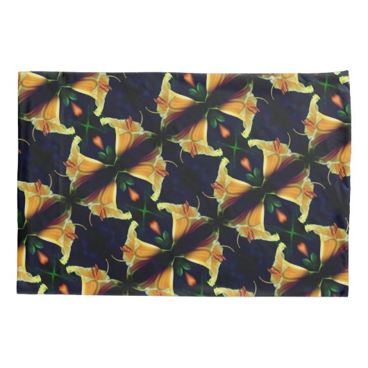 Housse D'oreillers Fleur Lys Jaune intense Motif d'art Abstrait (Dos)