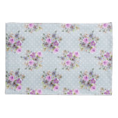 Housse D'oreillers Fleur pourpre aquarelle points bleus et blancs (Dos-gauche)