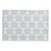 Housse D'oreillers Fleur Rétro Bleu Clair Et Crème (Dos)