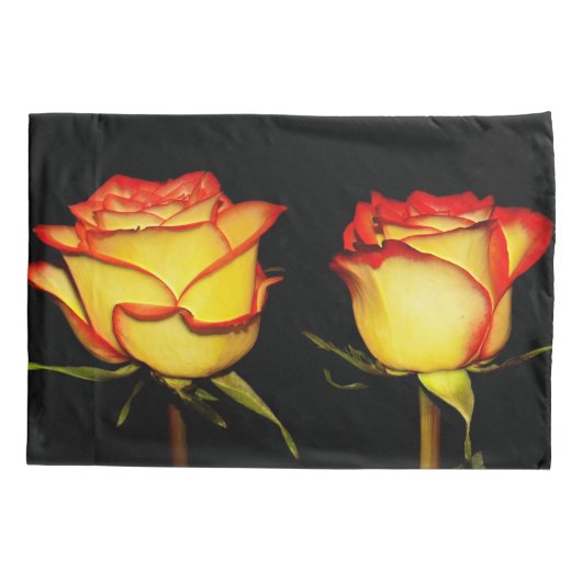 Housse D'oreillers Fleur rose double rouge et jaune (Dos)
