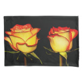 Housse D'oreillers Fleur rose double rouge et jaune (devant)