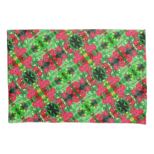Housse D'oreillers Fleur rouge Zinnia de fond Motif Abstrait