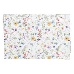 Housse D'oreillers Fleur sauvage Aquarelle Et Motif Papillons