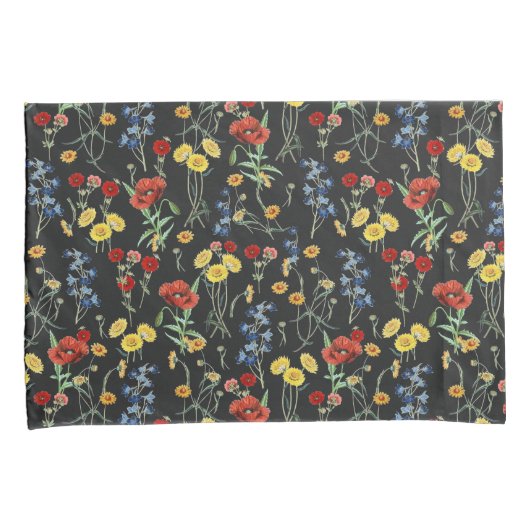 Housse D'oreillers Fleur sauvage élégant moderne pâté marguerite noir (devant-Droit)