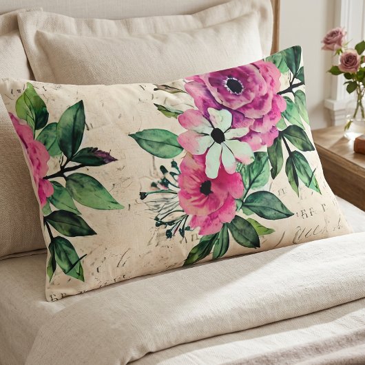 Housse D'oreillers Fleurie Vintage Chic Décontracté