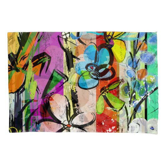 Housse D'oreillers Fleurs Abstraites, Composition des lignes géométri (devant)