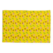 Housse D'oreillers fleurs aux papillons sur un arrière - plan jaune (Dos-gauche)