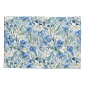 Housse D'oreillers Fleurs Bleues Blancs Aquarelle Chic (Dos)
