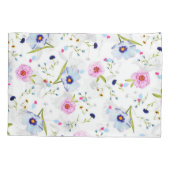 Housse D'oreillers Fleurs Bleues Et Roses Délicates (Dos)