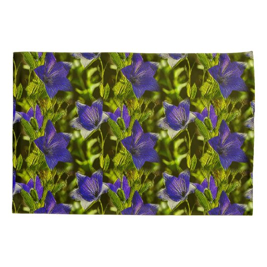 Housse D'oreillers Fleurs Bleues Motif d'art nature (Dos)