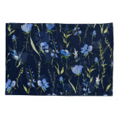Housse D'oreillers Fleurs bleues rustiques : Illustration botanique. (Dos)