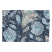 Housse D'oreillers Fleurs Boho Chic : Aquarelle bleu foncé P (Dos)