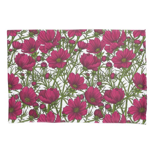 Housse D'oreillers Fleurs Cosmos roses (devant)