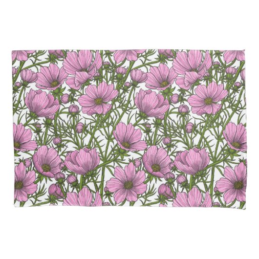 Housse D'oreillers Fleurs Cosmos roses (devant)