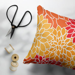 Housse D'oreillers Fleurs Dahlia, Motif De Fleurs, Dahlia Orange