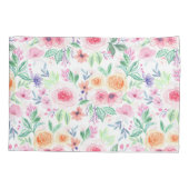 Housse D'oreillers Fleurs d'aquarelle et feuilles (Dos-gauche)