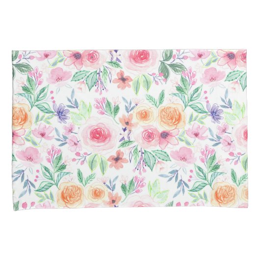 Housse D'oreillers Fleurs d'aquarelle et feuilles (devant-Droit)