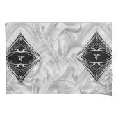 Housse D'oreillers Fleurs d'argent ou Abstraites sur Noir - Soie (devant)