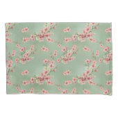 Housse D'oreillers Fleurs de cerisiers en rose et Turquoise (devant-gauche)