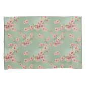 Housse D'oreillers Fleurs de cerisiers en rose et Turquoise (devant-Droit)