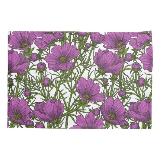 Housse D'oreillers Fleurs de cosmos violet (Dos-gauche)