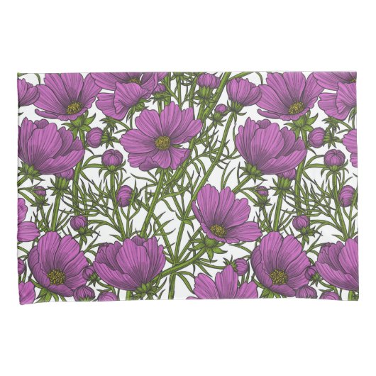 Housse D'oreillers Fleurs de cosmos violet (devant-Droit)