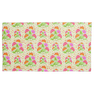 Housse D'oreillers Fleurs de couleur grand pop rose et orange vert pâ