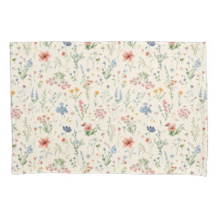 Housse D'oreillers fleurs de jardin aquarelle Fleur sauvage Prairie d