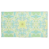 Housse D'oreillers Fleurs de jardin rétro en vert et jaune (devant-gauche)