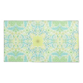 Housse D'oreillers Fleurs de jardin rétro en vert et jaune (Dos-gauche)