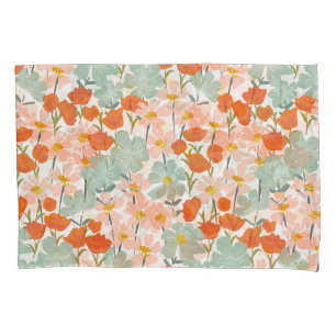 Housse D'oreillers Fleurs de jardin : rose, orange sans soudure