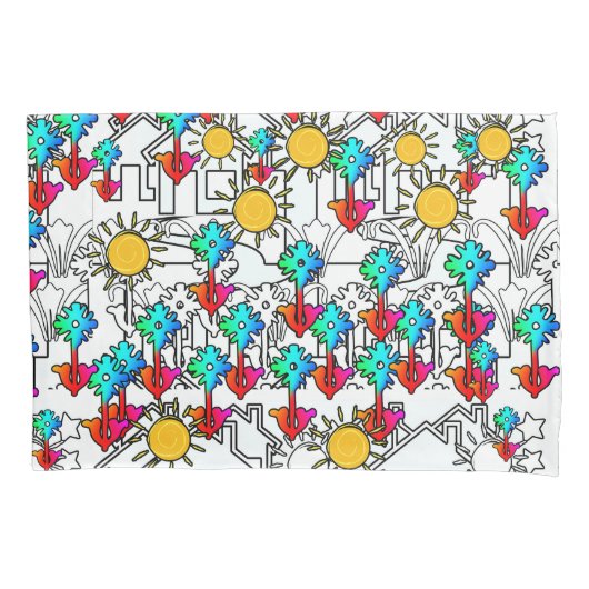 Housse D'oreillers Fleurs de la maison Ensoleillement (devant)