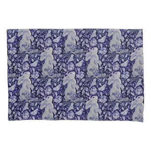 Housse D'oreillers Fleurs de lapin bleu et blanc Fleurs de lapin Bird