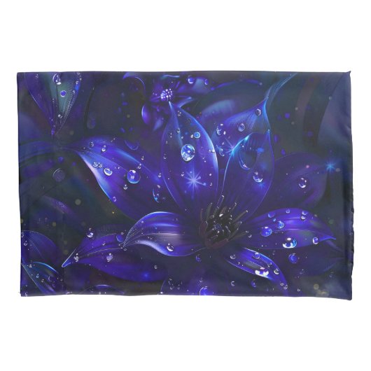 Housse D'oreillers Fleurs de minuit argentées (devant)