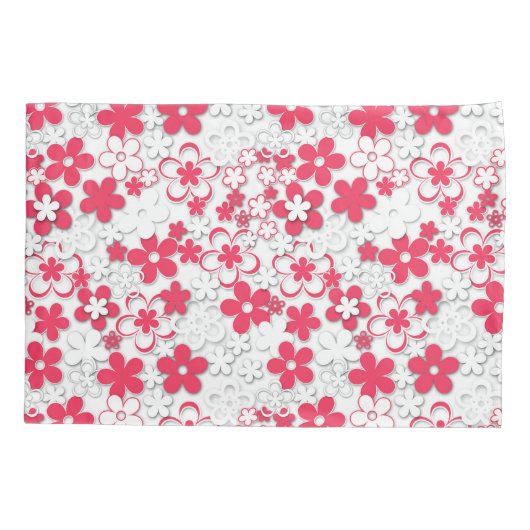 Housse D'oreillers Fleurs de papier rouge et blanc (Dos)