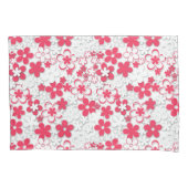 Housse D'oreillers Fleurs de papier rouge et blanc (devant)