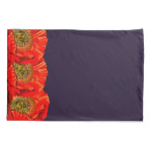 Housse D'oreillers Fleurs de pavot rouge Bordure & Marine sombre (Dos)
