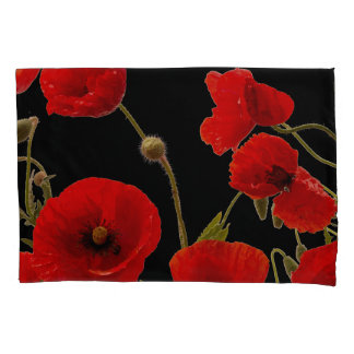 Housse D'oreillers Fleurs de pavot rouge Colorful Floral Abstrait Noi