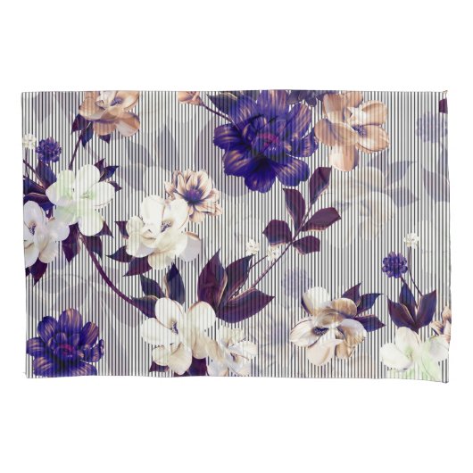 Housse D'oreillers Fleurs de printemps Motif en silhouette noire (devant)